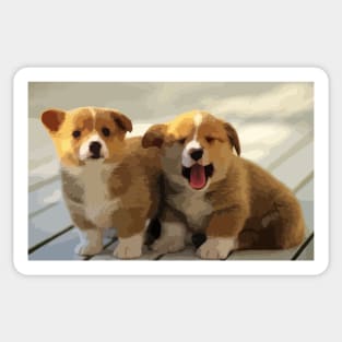Corgi Puppies Digital Painting Sticker